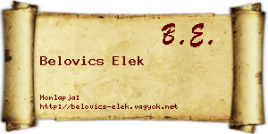 Belovics Elek névjegykártya