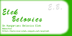 elek belovics business card